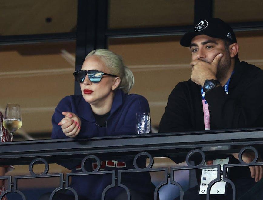 Lady Gaga and Michael Polanksy at the Artistic Gymnastics Women's Qualification of the Olympics. Getty Images.