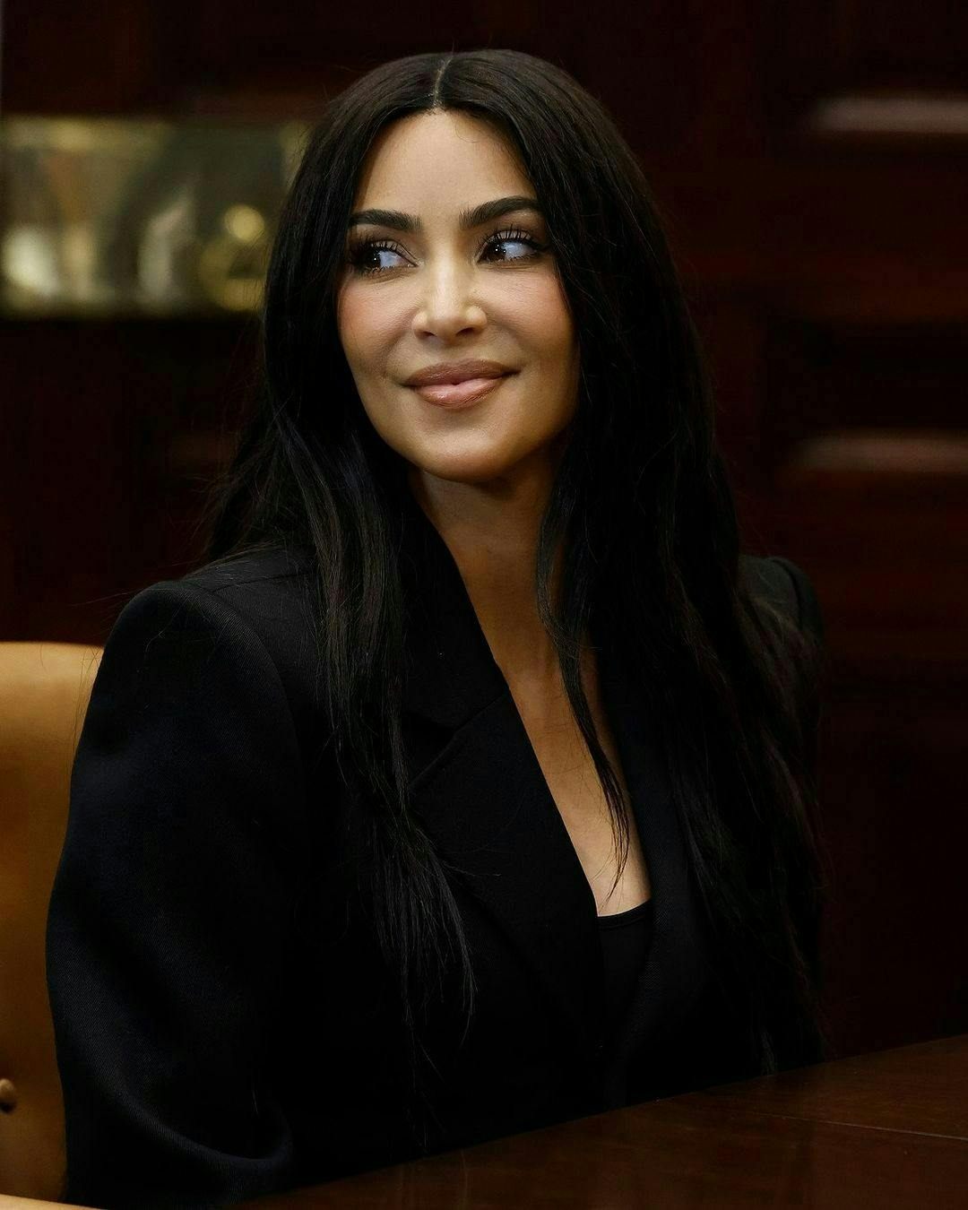 Kim Kardashian in a black jacket