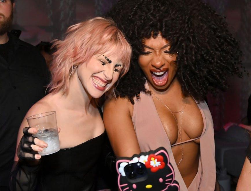 Hayley Williams and Megan Thee Stallion attend NYLON Nights: NYFW x Paris Hilton Infinite Icon Album Release Party. Getty Images.